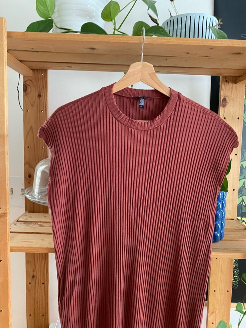 Eileen Fisher Rust Orange Textured Stretch Rib Crew Neck Dress Large - Picture 8 of 15